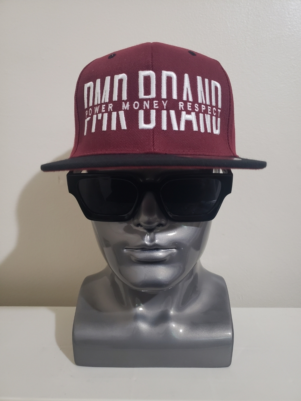 PMR Maroon Snapback Hat with Black Brim